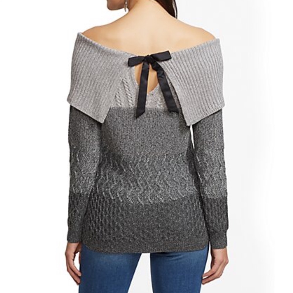 Off the shoulder sweater.